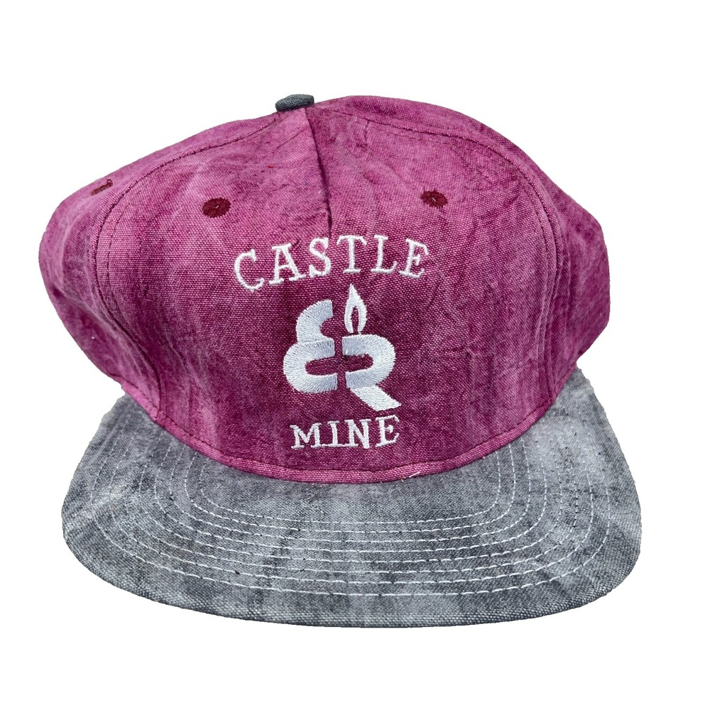 Vintage Elk Run Coal Mine Trucker Hat Cap Pink Gray 90s Massey Energy Made USA